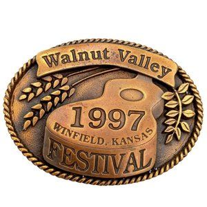 Guitar Belt Buckle 1997 Music Festival Bluegrass Walnut Valley Winfield KS